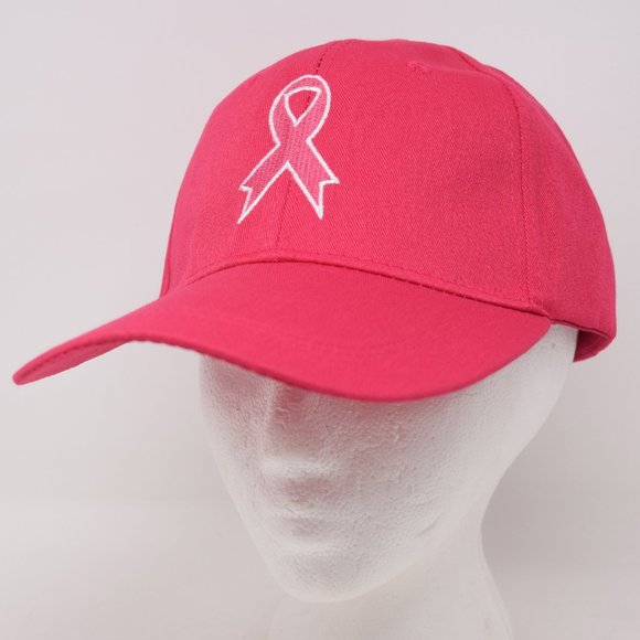 Breast Cancer Awareness Cap Pink Adjustable Strapback Embroidered Ribbon New Hat - Picture 4 of 9